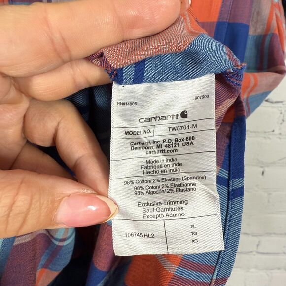Carhartt Shirt Men Size XL Plaid Rudge Flex Short Sleeve Relaxed Fit Lightweight - Picture 8 of 10